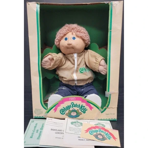 1985 Cabbage Patch Kids Boy Doll Vick Hudson Sept 1st Cert & Box READ 1 - Picture 1 of 16